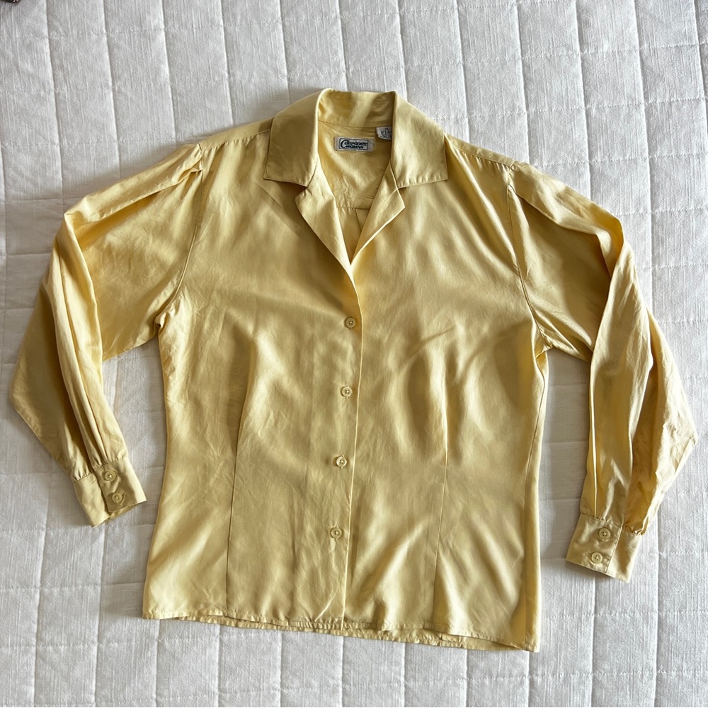 Corporate Woman Light Yellow Silk Blouse